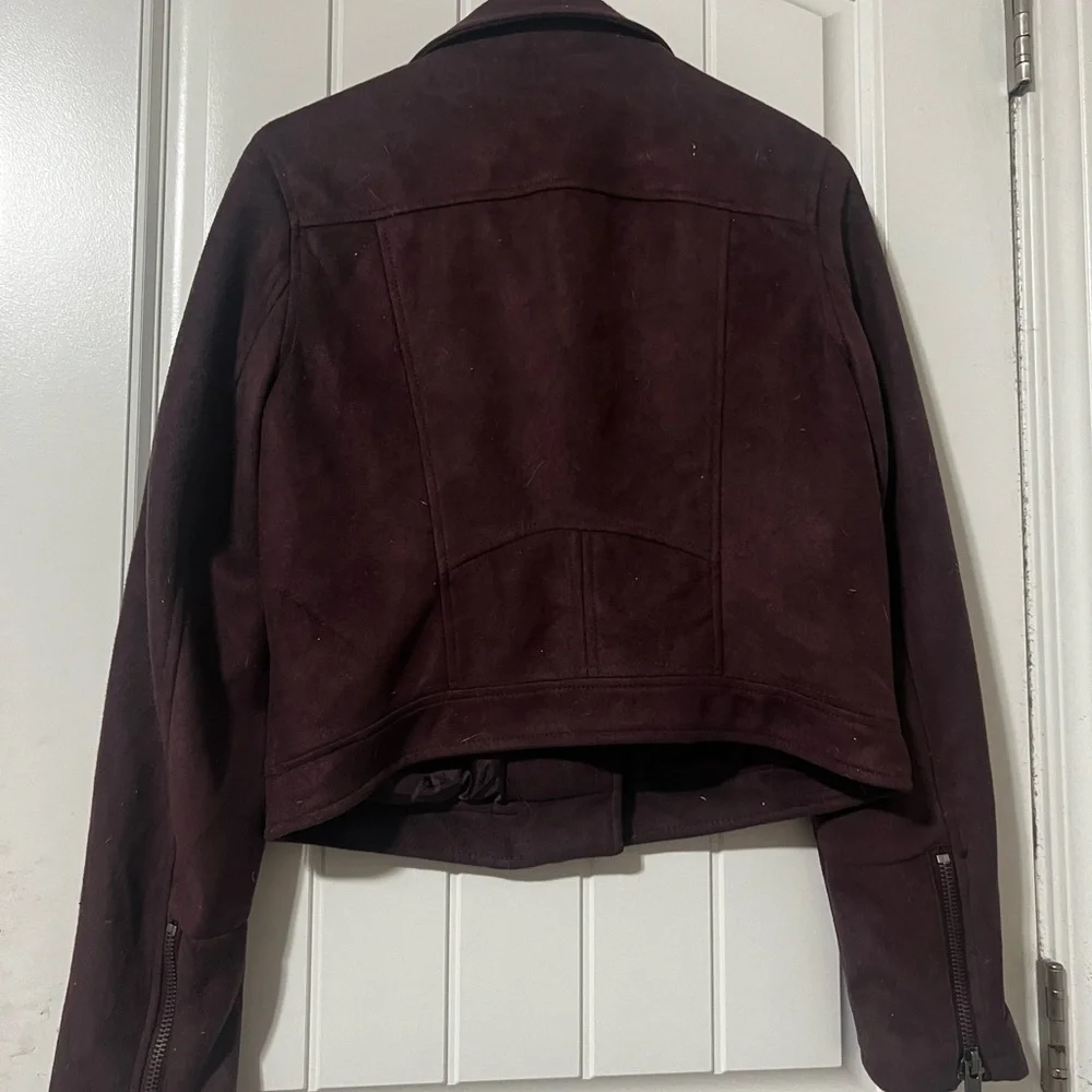 Purple suede moto jacket - Picture 2 of 2